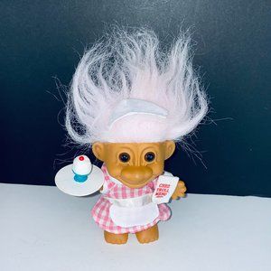 Russ Troll Doll Waist Girl Women Pink Checker Uniform Dessert in Hand